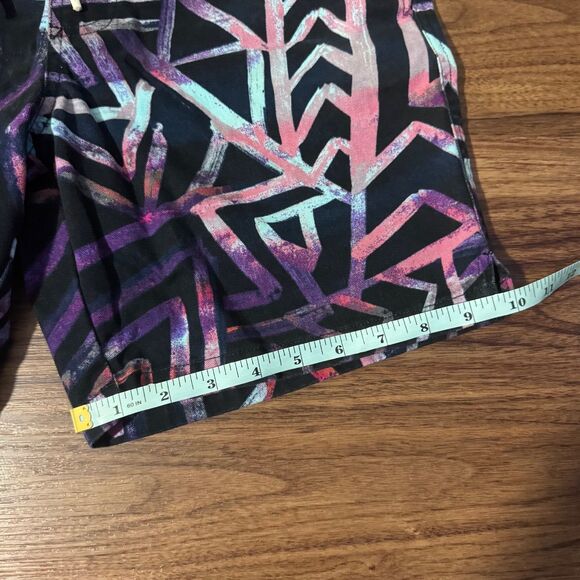 Zipcode Geometric Print Chino Shorts Mens Size Small Black Purple Cotton - Picture 5 of 8